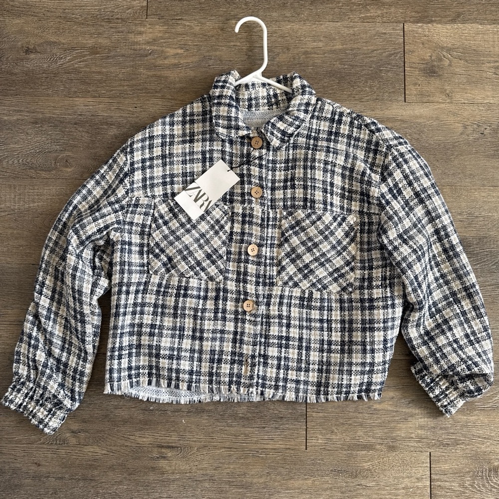 Zara Black and White Plaid Blazer